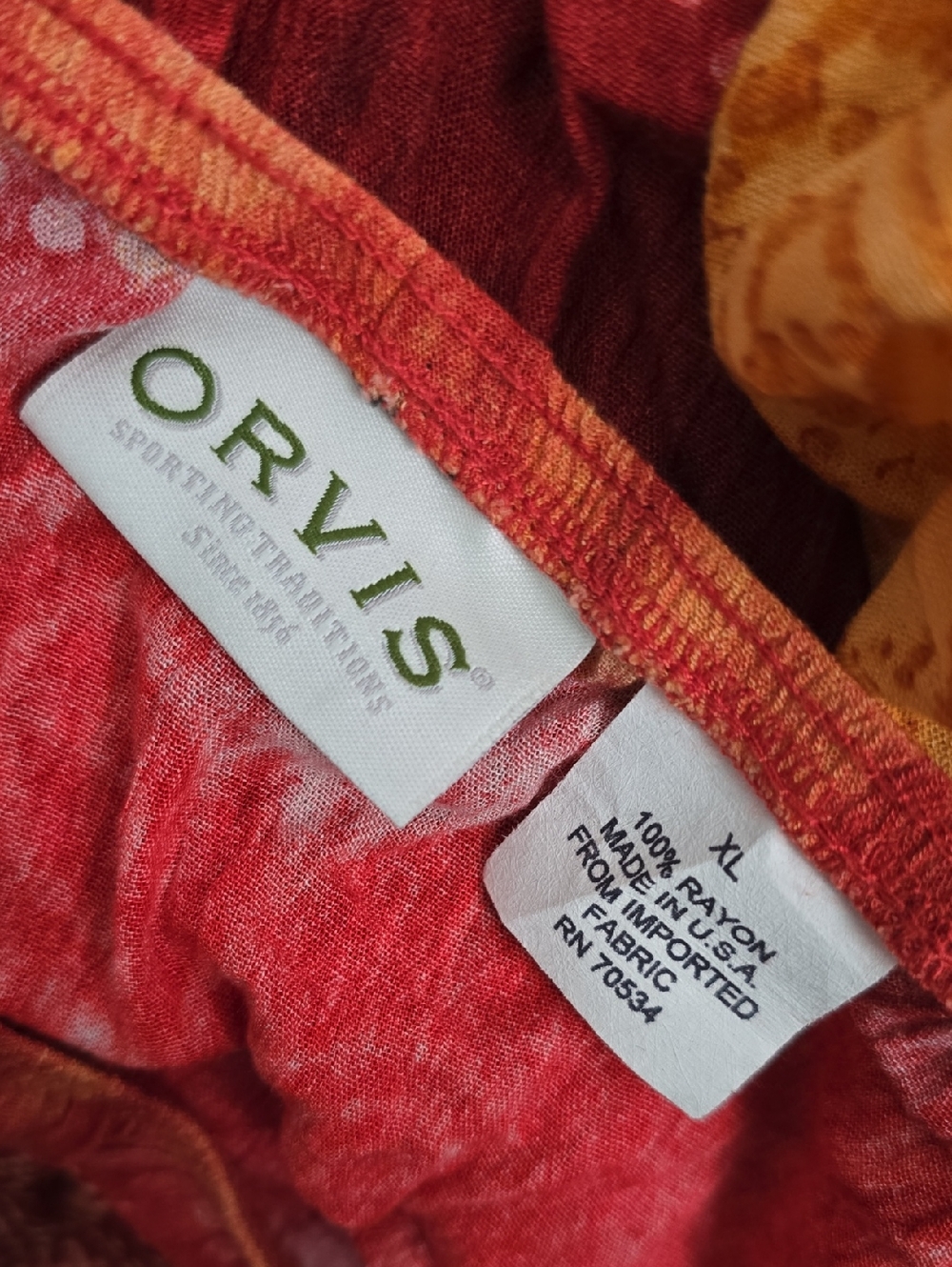 Orvis Ombre Batik Swim Cover Up Resort Skirt Red Orange Elephant Flower XL